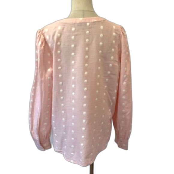 Ann Taylor LOFT Swiss Pink Dot Pullover Blouse Peasant Small - Picture 2 of 7